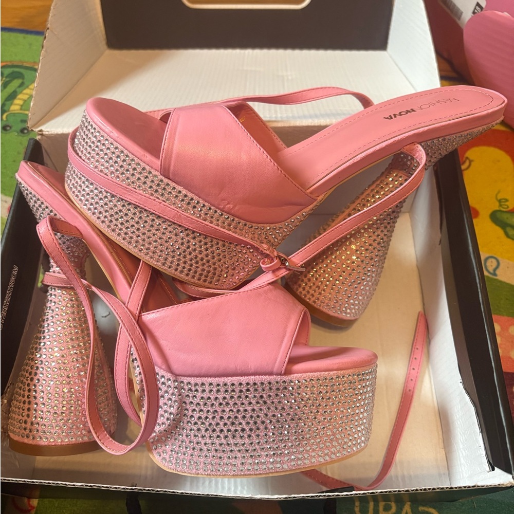 Fashion Nova Pink Bedazzled Heels